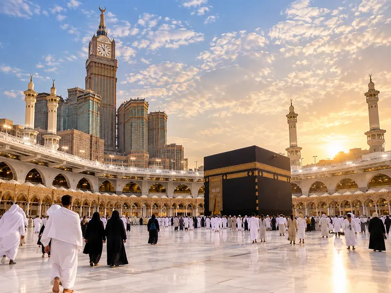 Mescid-i Haram avlusunda yürüyen umreciler — Bireysel vs Grup Umre 2026: Karşılaştırma ve En İyi Seçim Rehberi