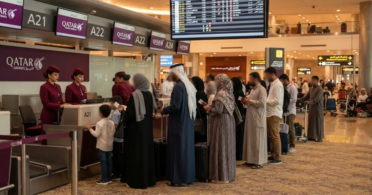 Havalimanı check-in bankosu ve kalkış ekranı