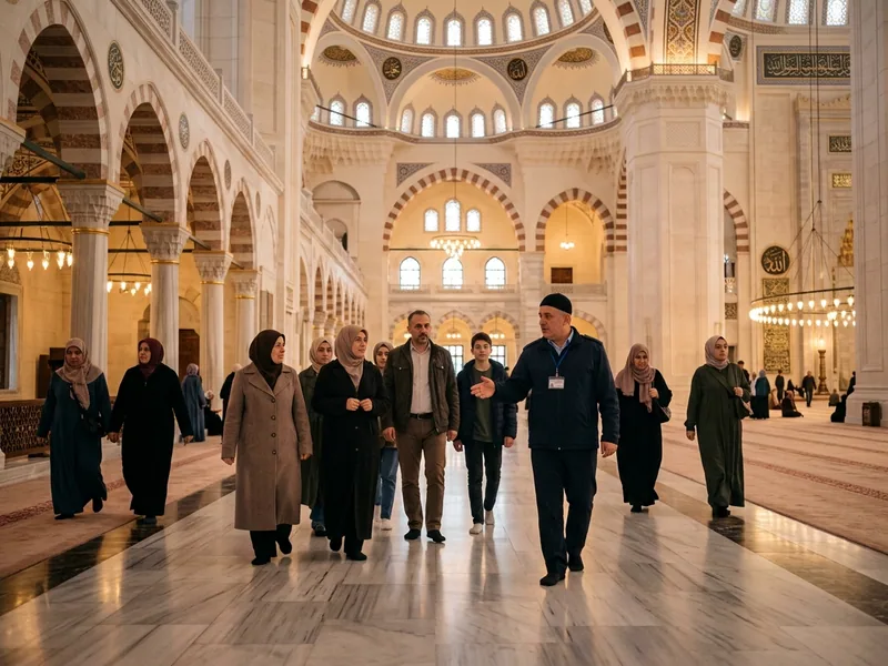 Mescid-i Haram'da görevli ekipler ve düzenli namaz safları