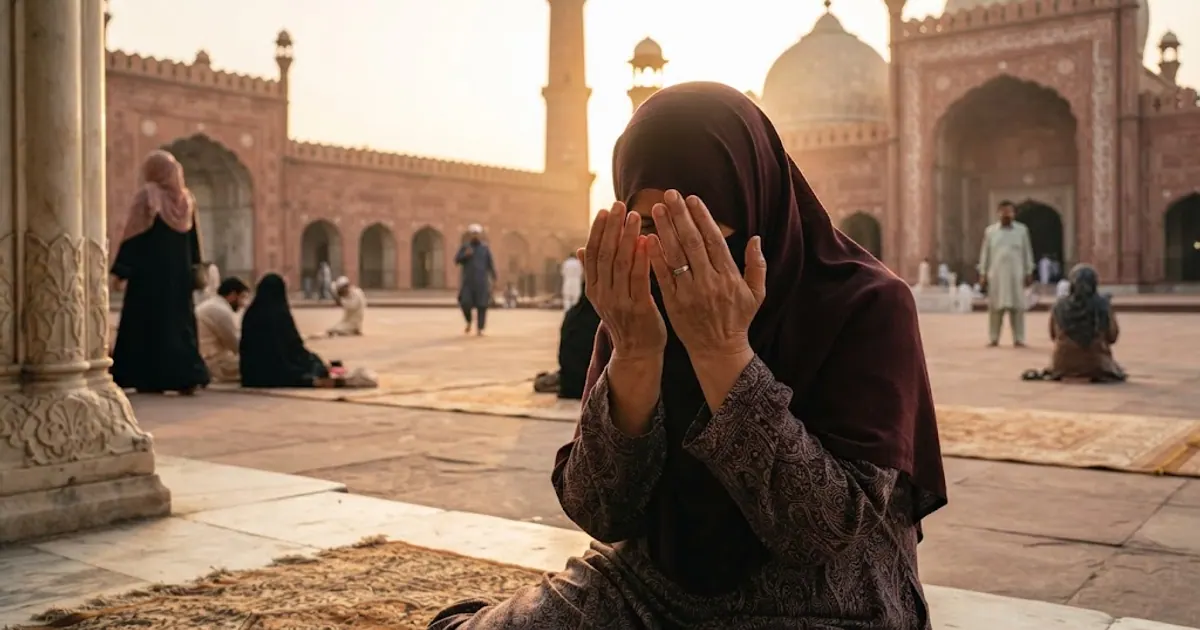 Güneşli cami avlusunda dua için açılmış eller — Kâbe Tavafı: Önemi, Faziletleri ve Adım Adım Yapılışı (2026)