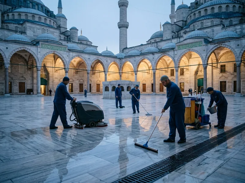 Kâbe çevresinde temizlik ve bakım hizmetlerinin yürütüldüğü alan