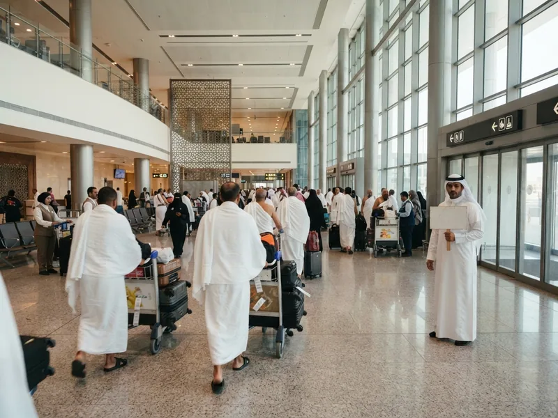 Medine havalimanı Mekke ulaşım çıkış süreci: terminal ve karşılama alanı konu fotoğrafı