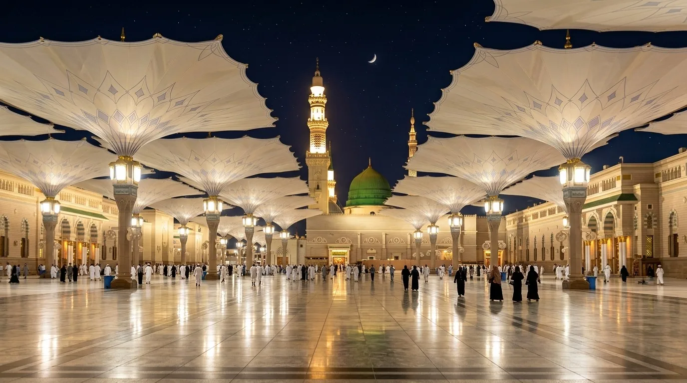 Medine sokakları akşam manzarası görseli