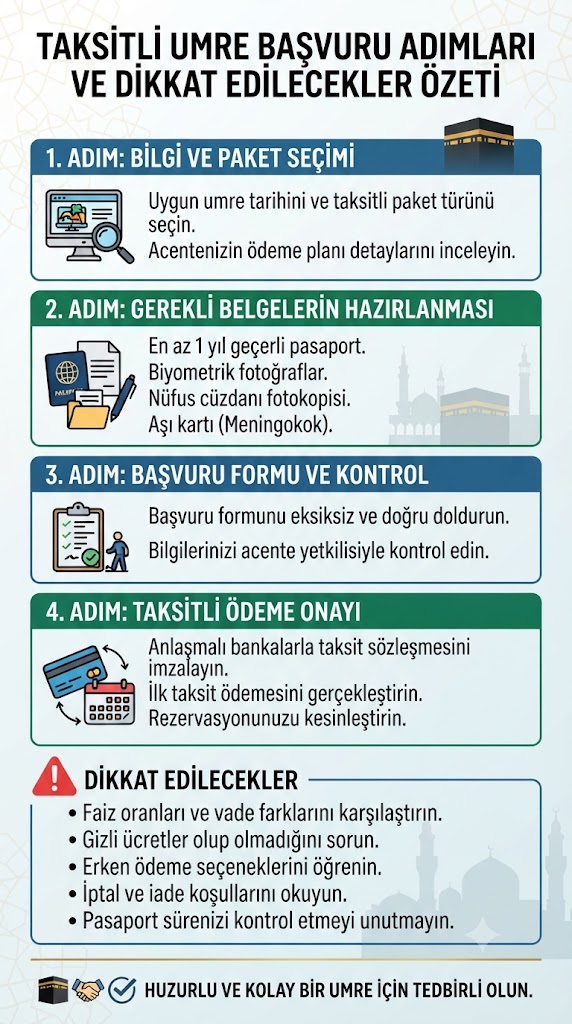 Taksitli umre başvuru adımları ve dikkat edilecekler özeti