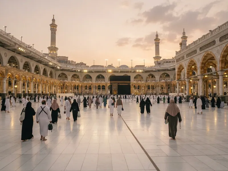 Mescid-i Haram avlusunda yürüyen umreciler — Umre COVID Kuralları 2026: Güncel Düzenlemeler ve Seyahat Rehberi