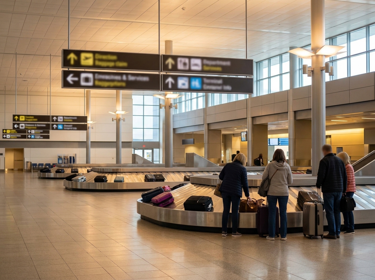Umre havalimanı karşılama sürecini gösteren içerik görseli, terminal içi yönlendirme
