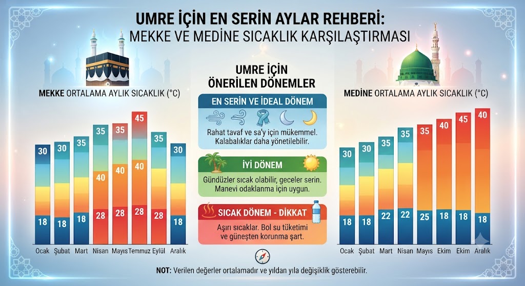 Umre İçin En Serin Ay 2026: Aylık Sıcaklıklar ve En Uygun Dönemler Rehberi