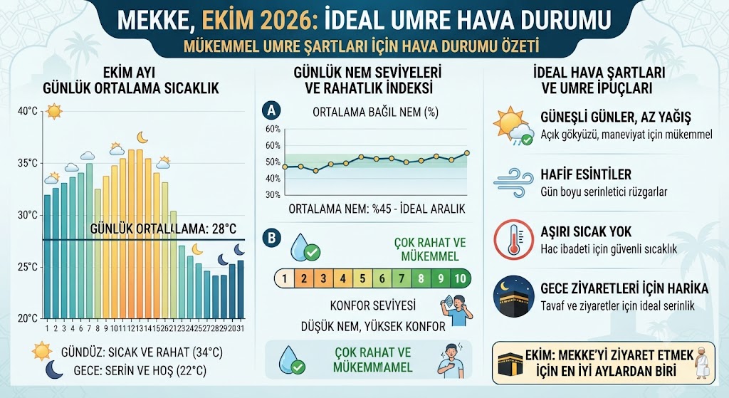 Ekim ayı ideal hava durumu tablosu, sıcaklık ve nem grafiği
