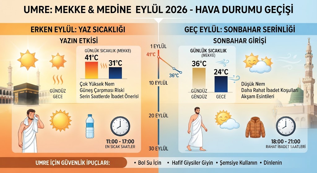Eylül ayı hava durumu geçiş tablosu, sıcaklıktan serinliğe