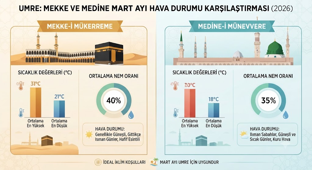 Mekke mart sıcaklık analizi