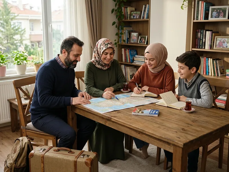 Doğru bilgi ile umre hazırlığı yapan ailenin sakin planlama anı