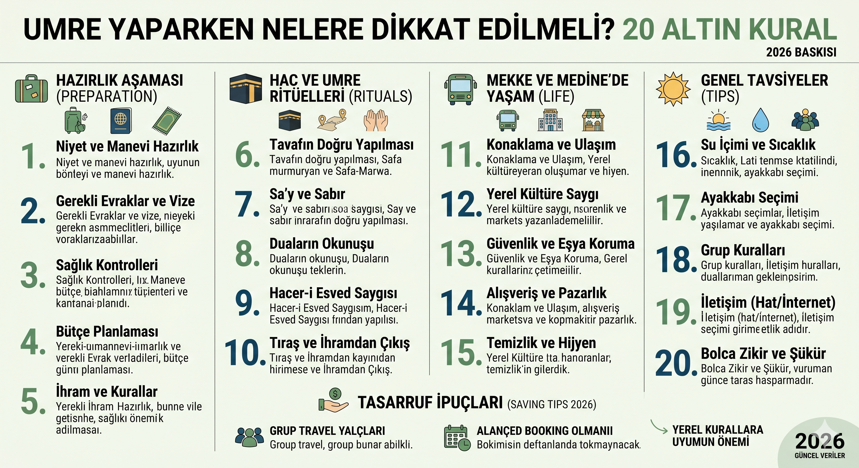 Umre dikkat edilmesi gerekenler ek görsel