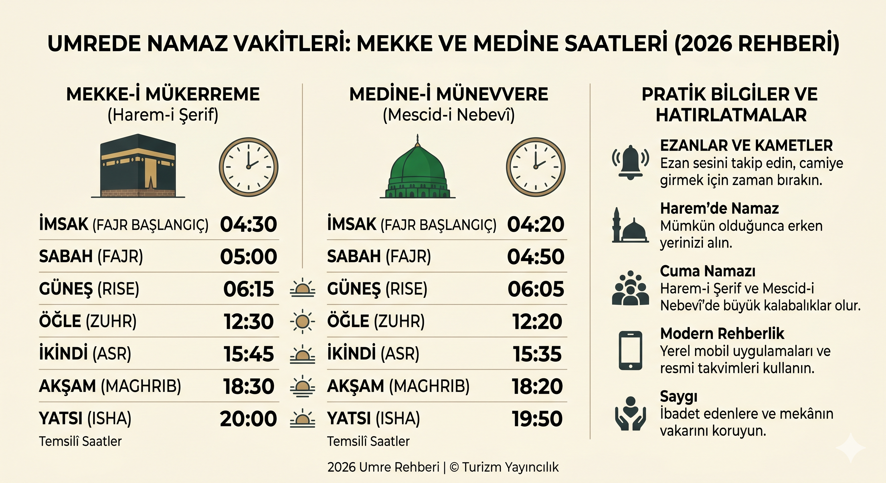 Namaz vakitleri tablosu infografik